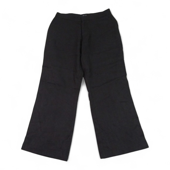 George Womens Casual Pants 6 (30 x 26) Cropped Capri Black 100% Linen Wide Leg - Picture 1 of 7